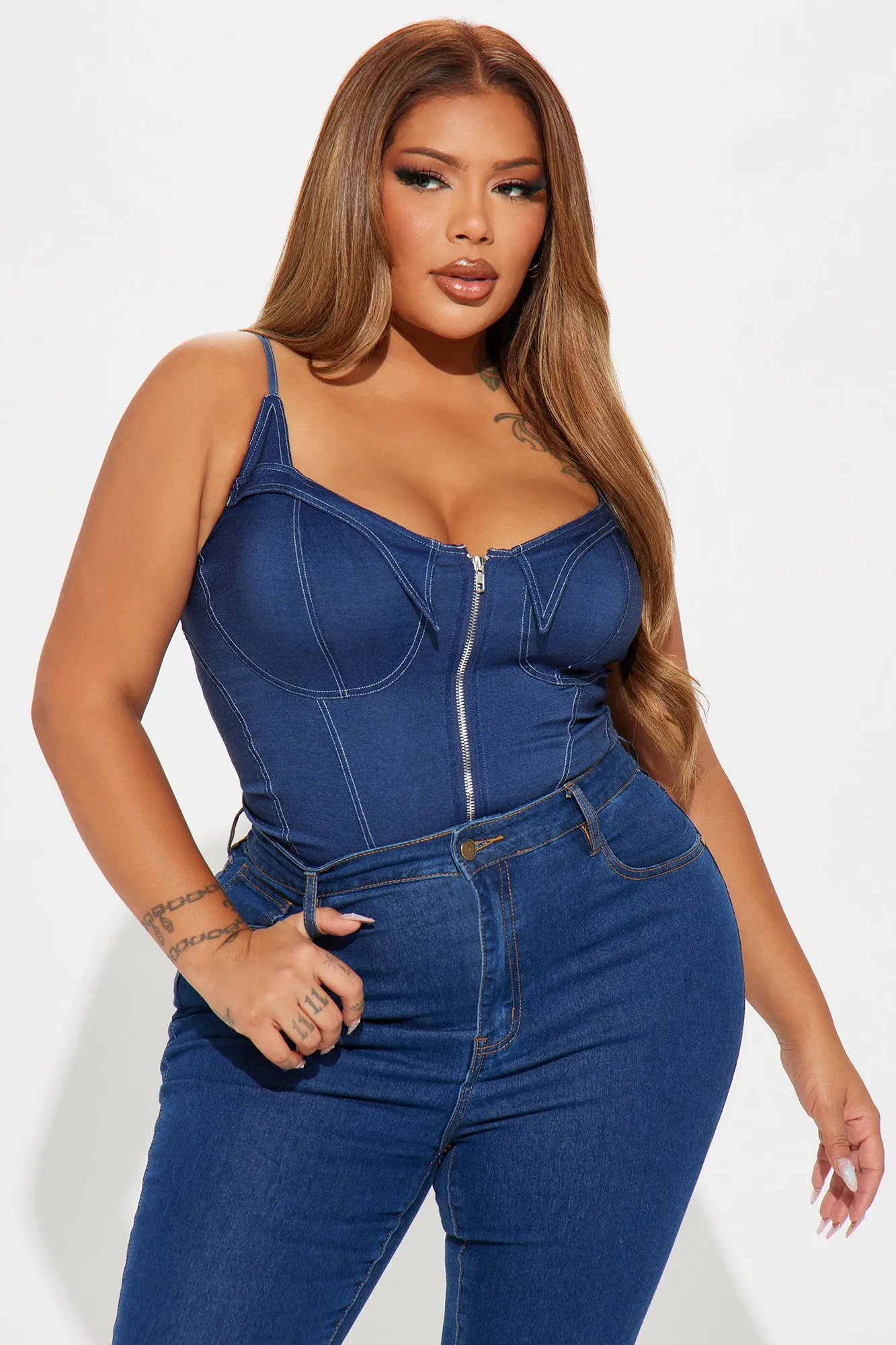 Latest Obsession Bodysuit - Denim sold by Fashion Nova product image thumbnail 5