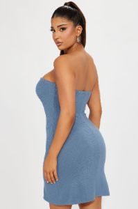 Janie Twill Mini Dress - Blue sold by Fashion Nova