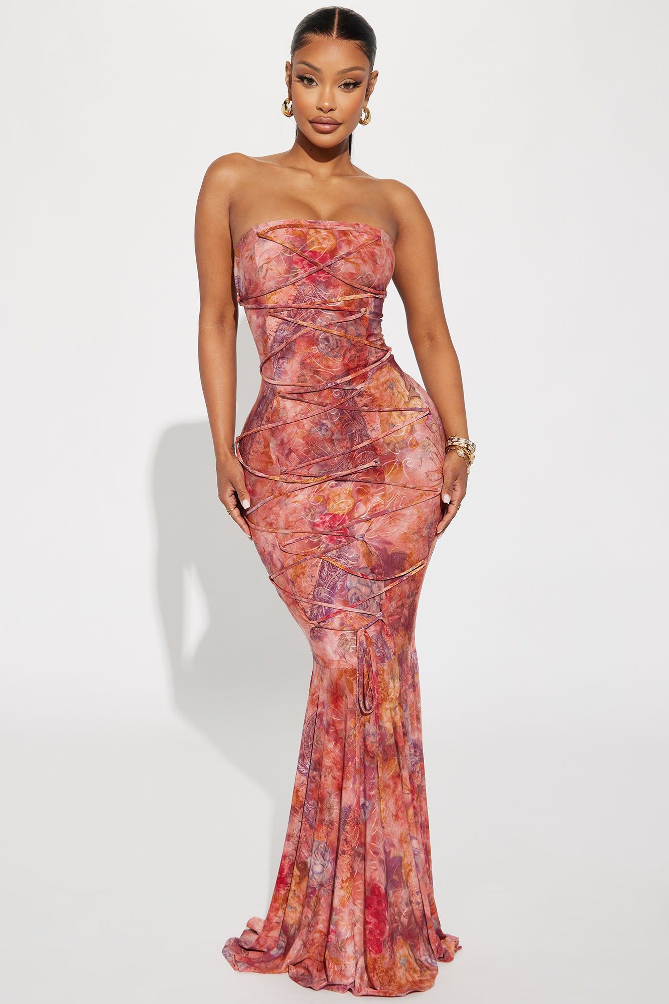 パーティードレス Geometric Lace Maxi Dress Miray Paisley-Print Tiered Gown | Tadashi Shoji