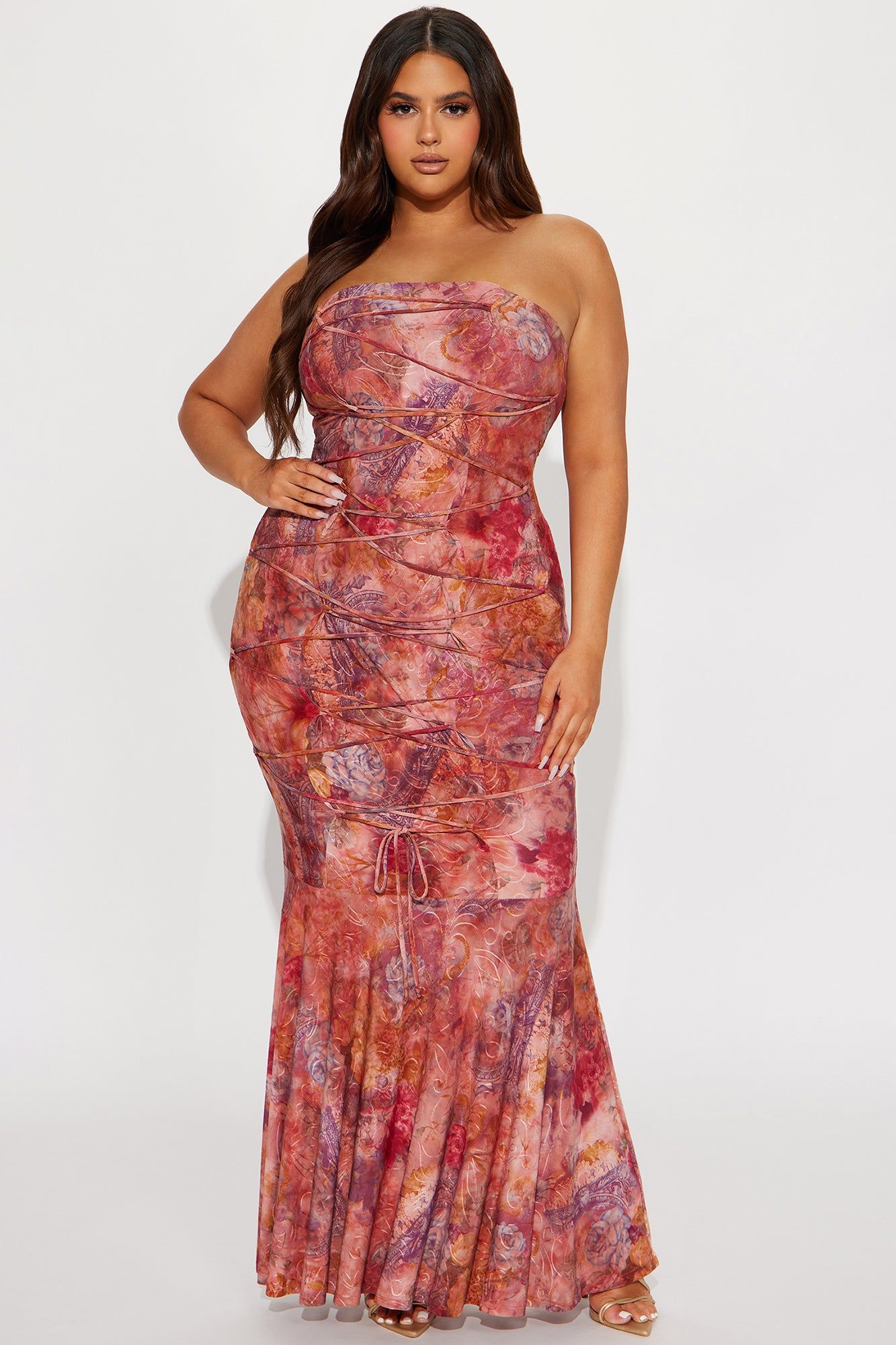 パーティードレス Geometric Lace Maxi Dress Miray Paisley-Print Tiered Gown | Tadashi Shoji