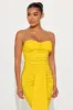 Catherine Ruched Maxi Dress - Yellow sold by Fashion Nova