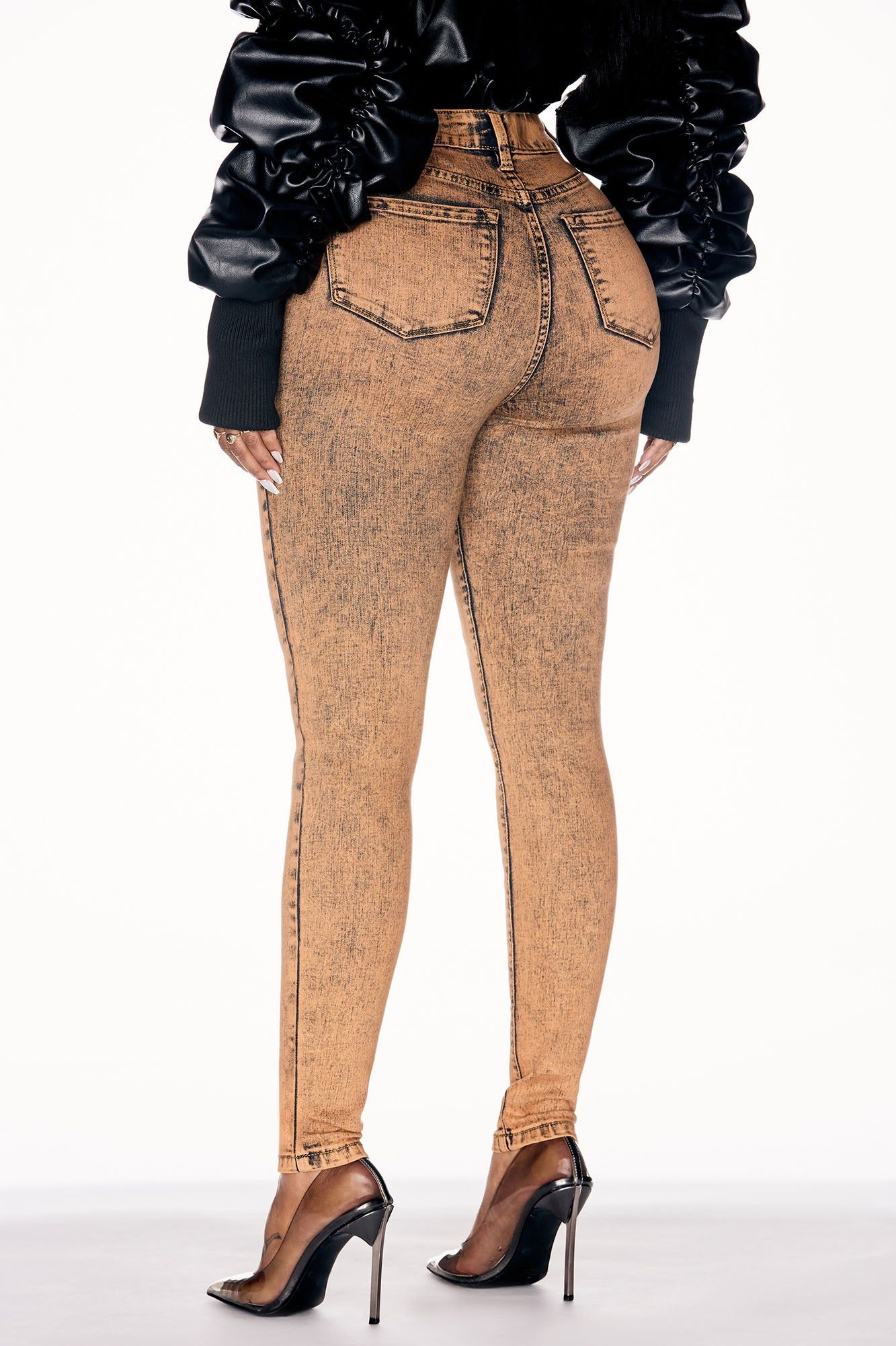 It's Giving High Stretch Curvy Skinny Jeans - Orange sold by Fashion Nova product image thumbnail 4