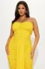 Catherine Ruched Maxi Dress - Yellow sold by Fashion Nova