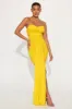 Catherine Ruched Maxi Dress - Yellow sold by Fashion Nova