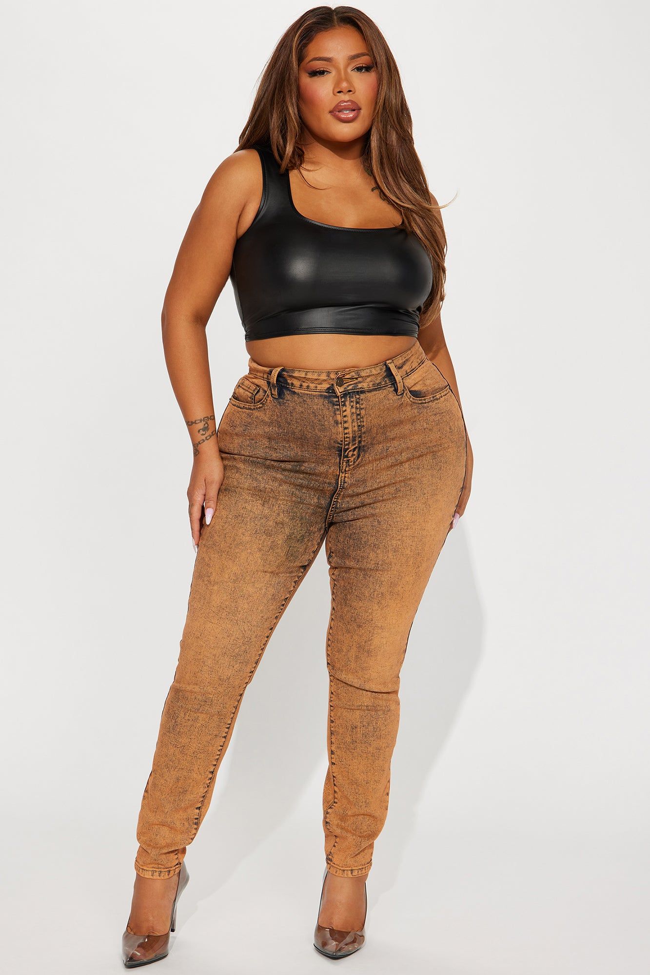 It's Giving High Stretch Curvy Skinny Jeans - Orange sold by Fashion Nova product image thumbnail 5