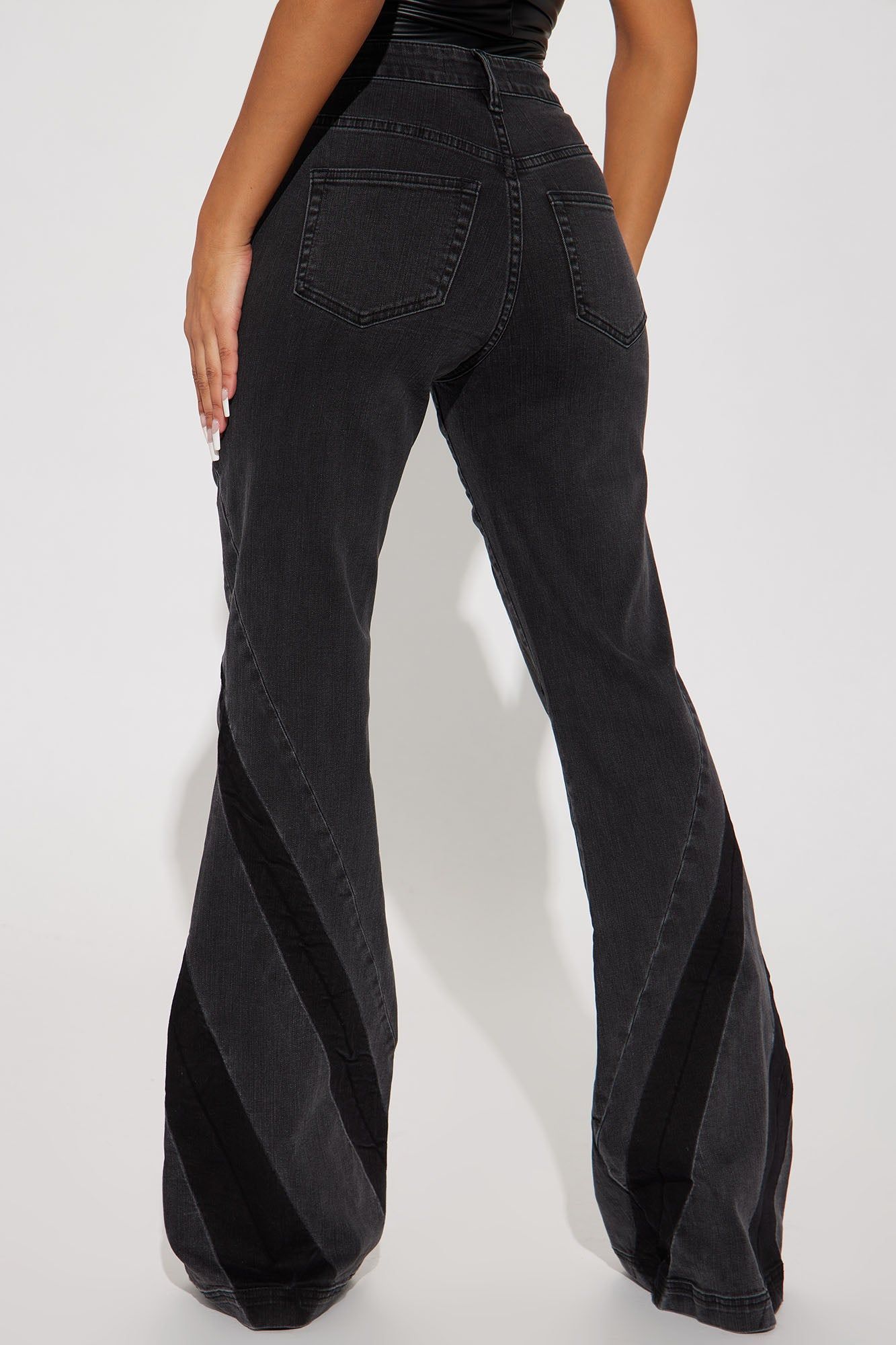Needing Space Stretch Wide Flare Jeans - Black Wash sold by Fashion Nova product image thumbnail 3