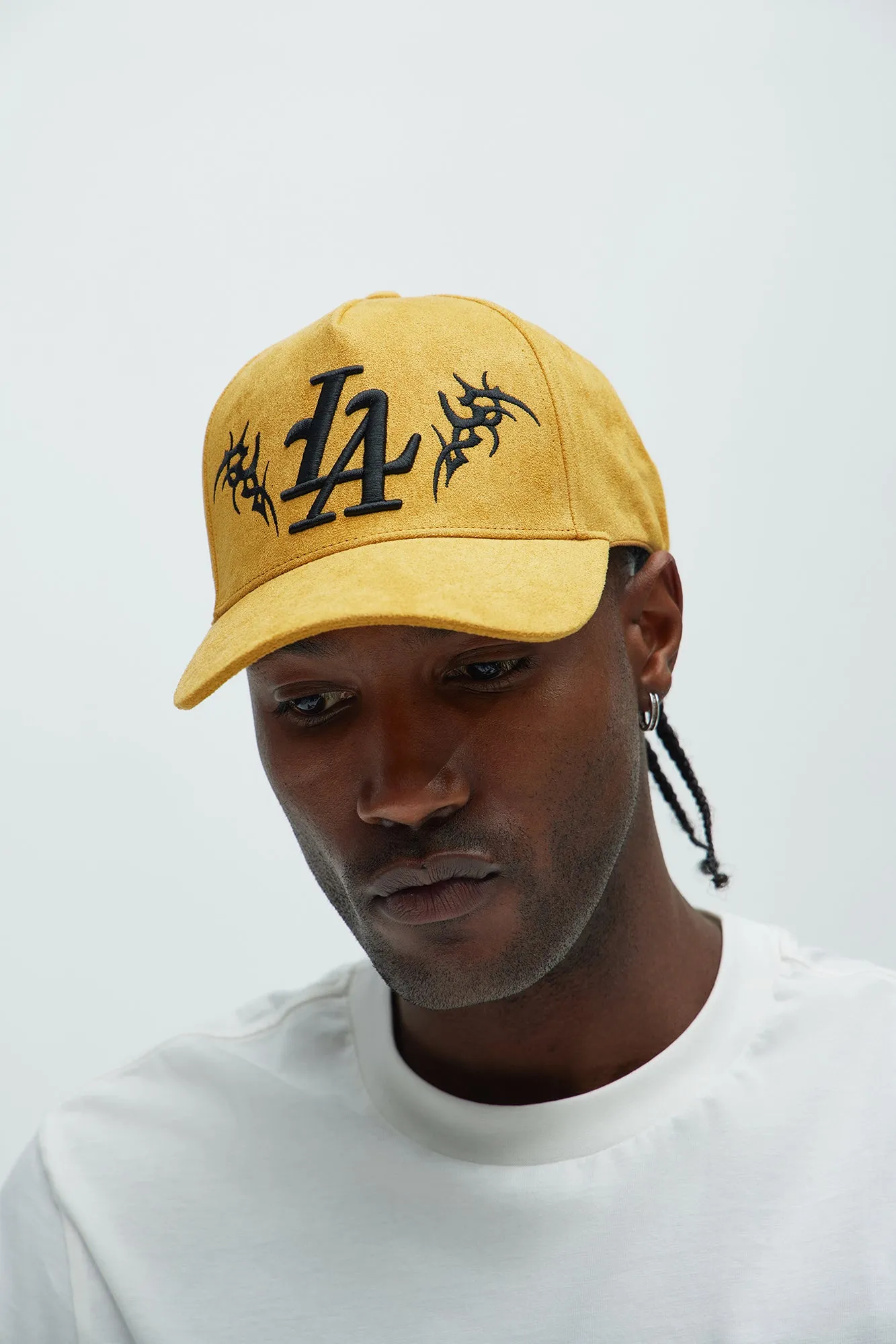 La Tattoo Inspired Snapback Hat - Mustard sold by Fashion Nova