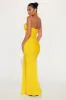 Catherine Ruched Maxi Dress - Yellow sold by Fashion Nova