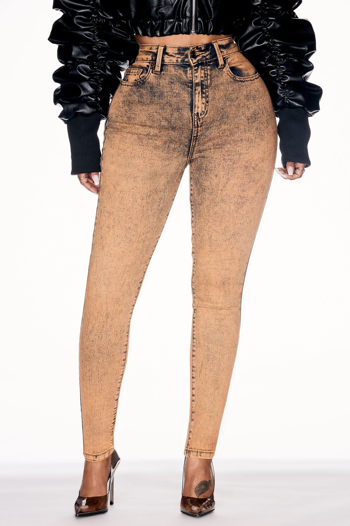 It's Giving High Stretch Curvy Skinny Jeans - Orange sold by Fashion Nova product image thumbnail 2