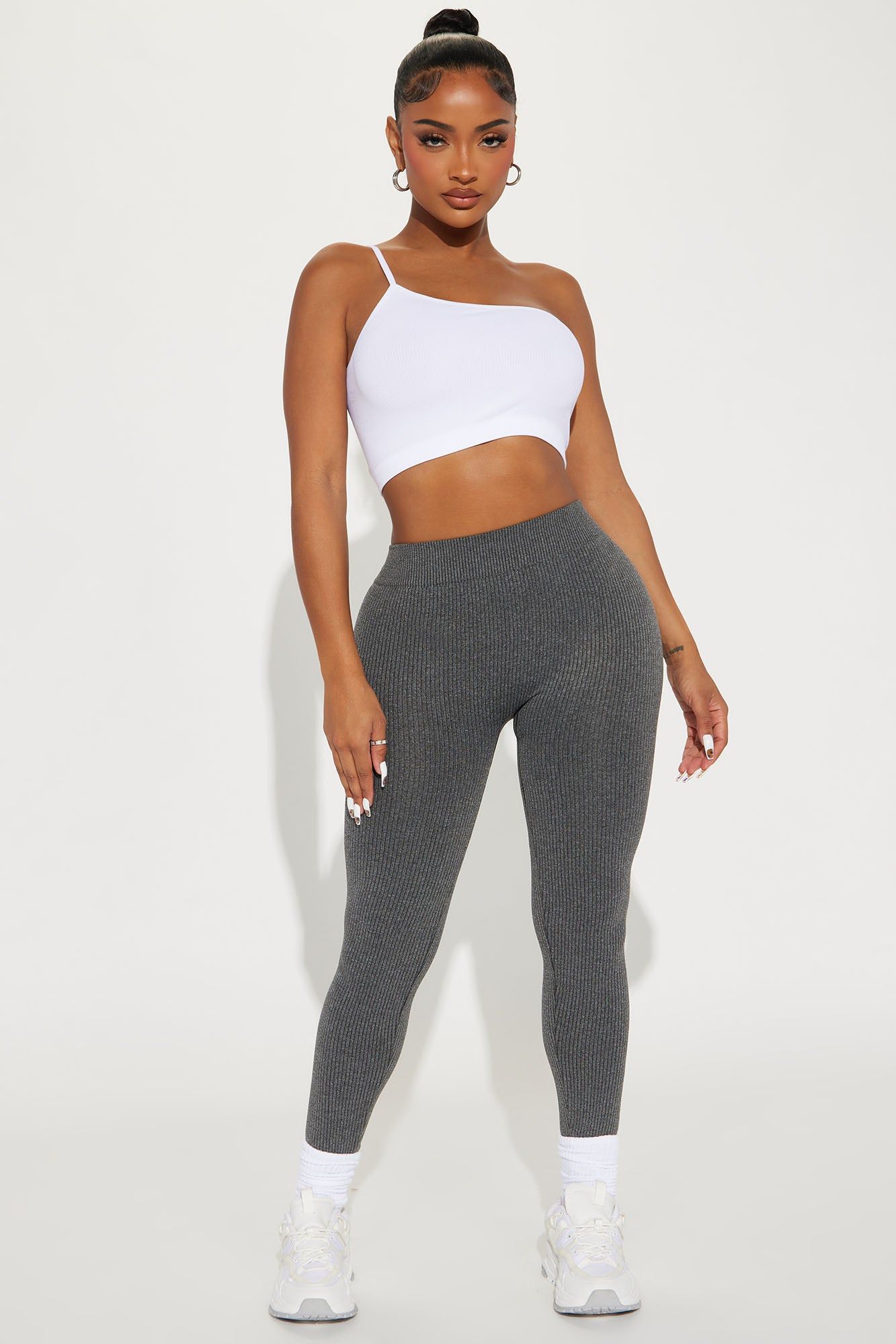 Reyna Ribbed Seamless Legging - Charcoal sold by Fashion Nova