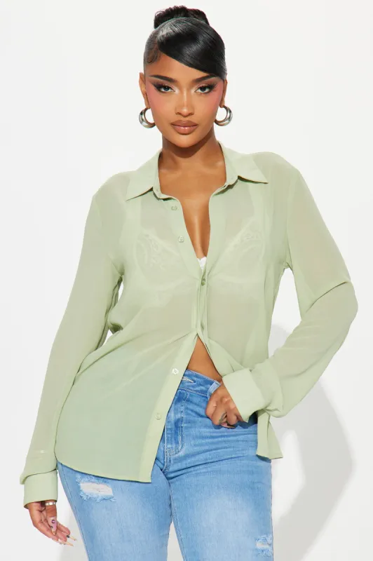 See Right Through You Shirt - Sage made by Fashion Nova