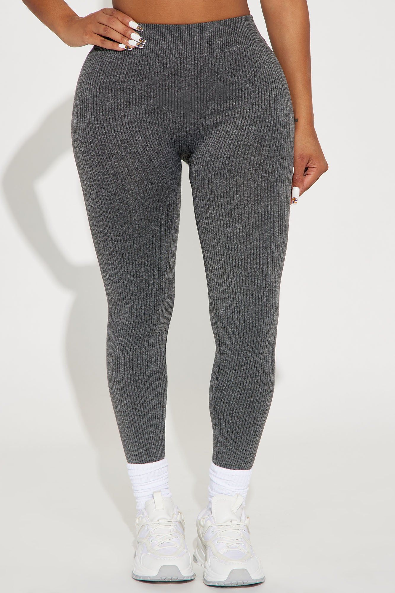 Reyna Ribbed Seamless Legging - Charcoal sold by Fashion Nova product image thumbnail 2
