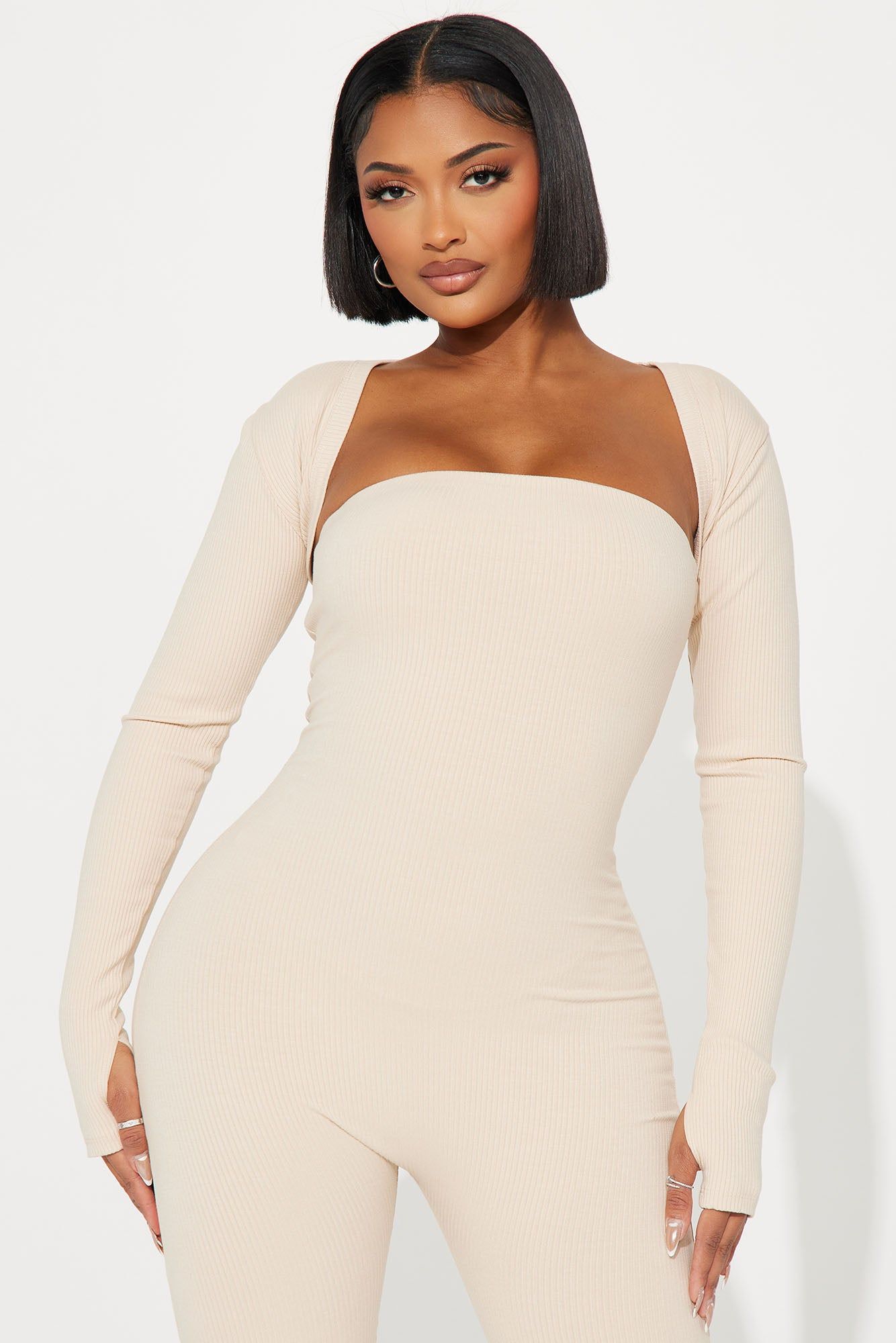 Jeanette Snatched Jumpsuit Set - Cream sold by Fashion Nova product image thumbnail 2