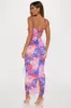 Regina Mesh Maxi Dress - Royal/combo sold by Fashion Nova