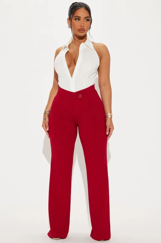 Call It Even Wide Leg Dress Pants - Red made by Fashion Nova