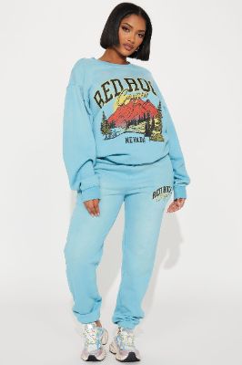 Red Rock Washed Jogger Set - SkyBlue sold by Fashion Nova