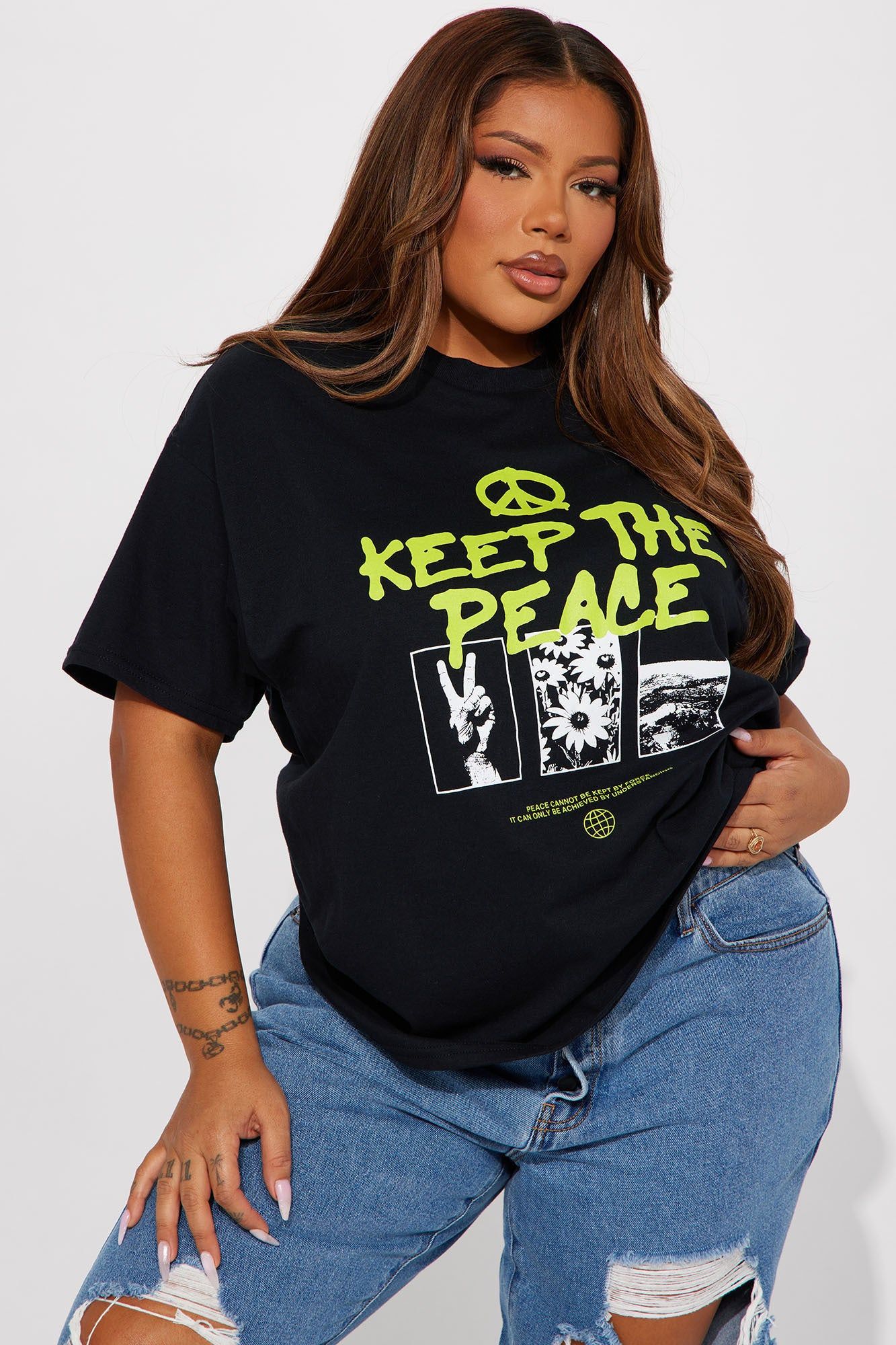 Keep The Peace Graphic Tshirt - Black sold by Fashion Nova product image thumbnail 4