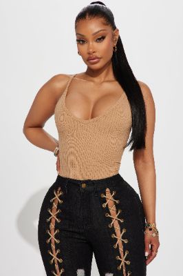 Emma Ribbed Tank - Camel sold by Fashion Nova