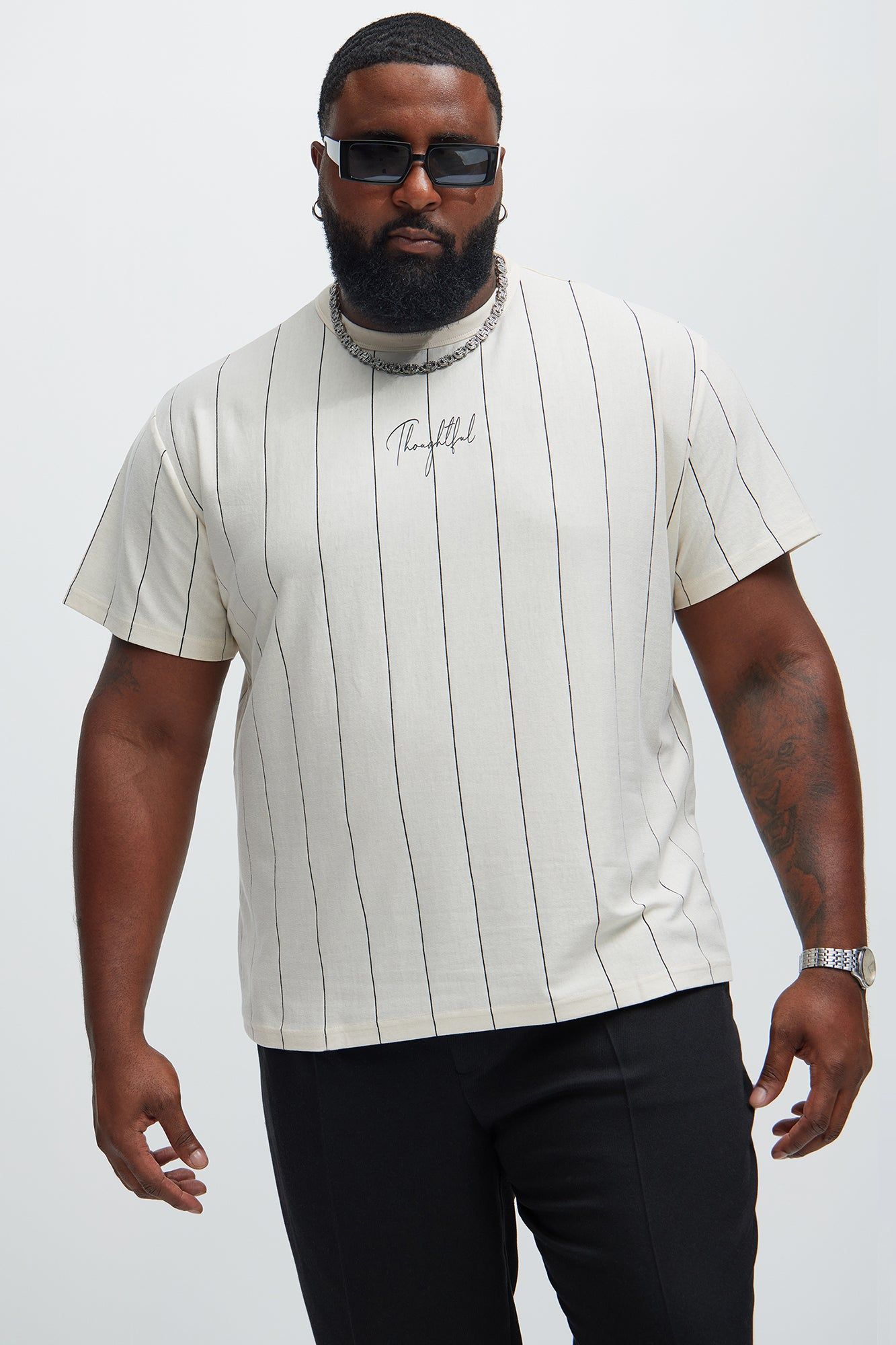 Vertical Striped Short Sleeve Tee - Off White sold by Fashion Nova product image thumbnail 5