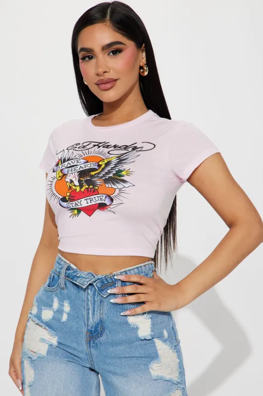Ed Hardy Brave Eagle Fitted Tee - Pink sold by Fashion Nova