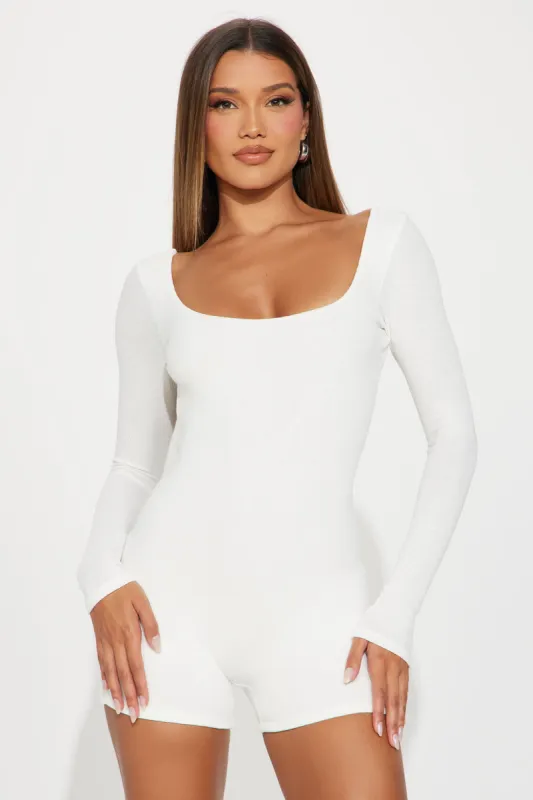 Got Me Obsessed Romper - Ivory sold by Fashion Nova