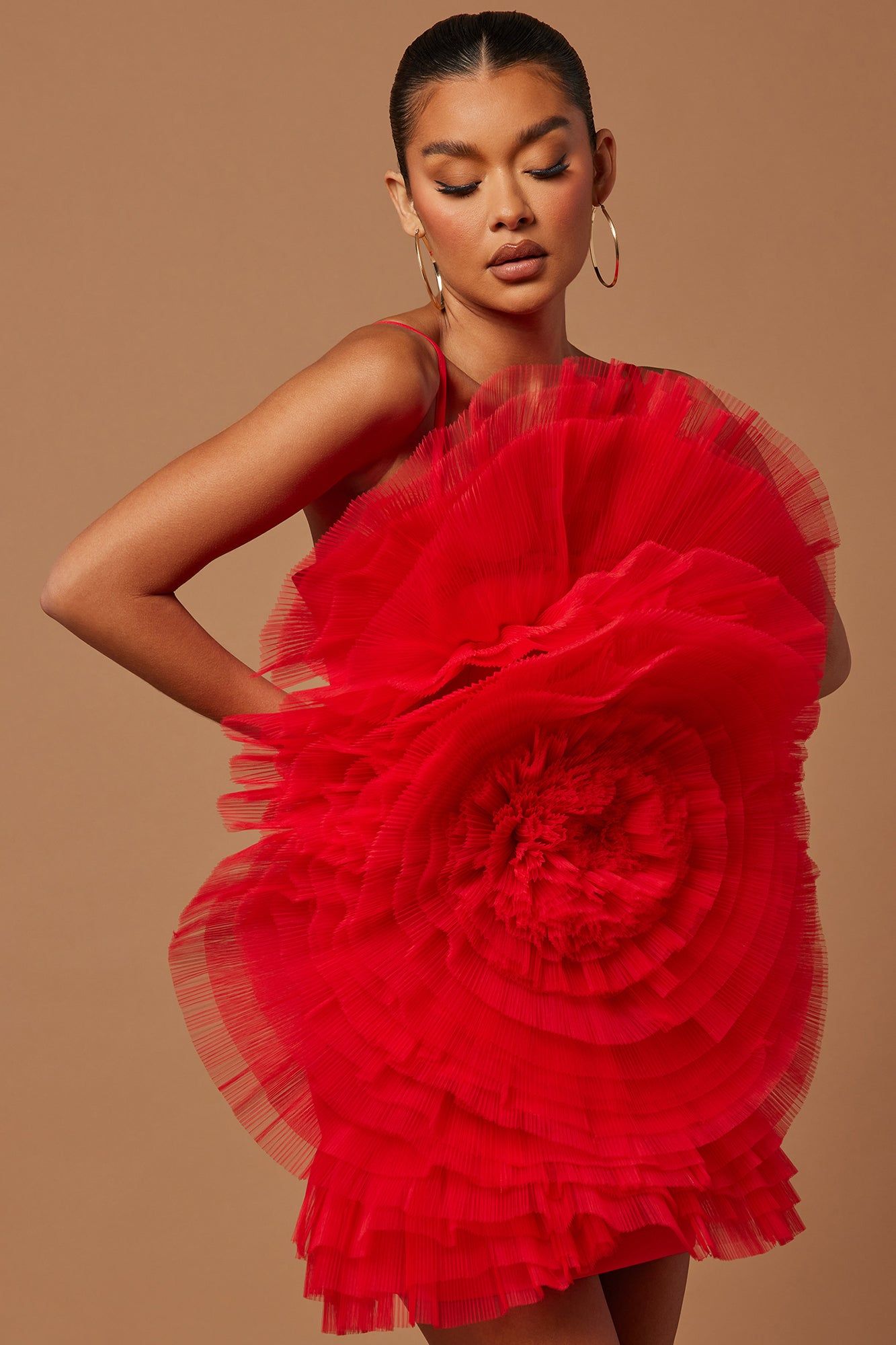 Elodie Tulle Ruffle Mini Dress - Red sold by Fashion Nova product image thumbnail 2