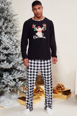 Home For Christmas Holiday PJ Set - Black/combo sold by Fashion Nova