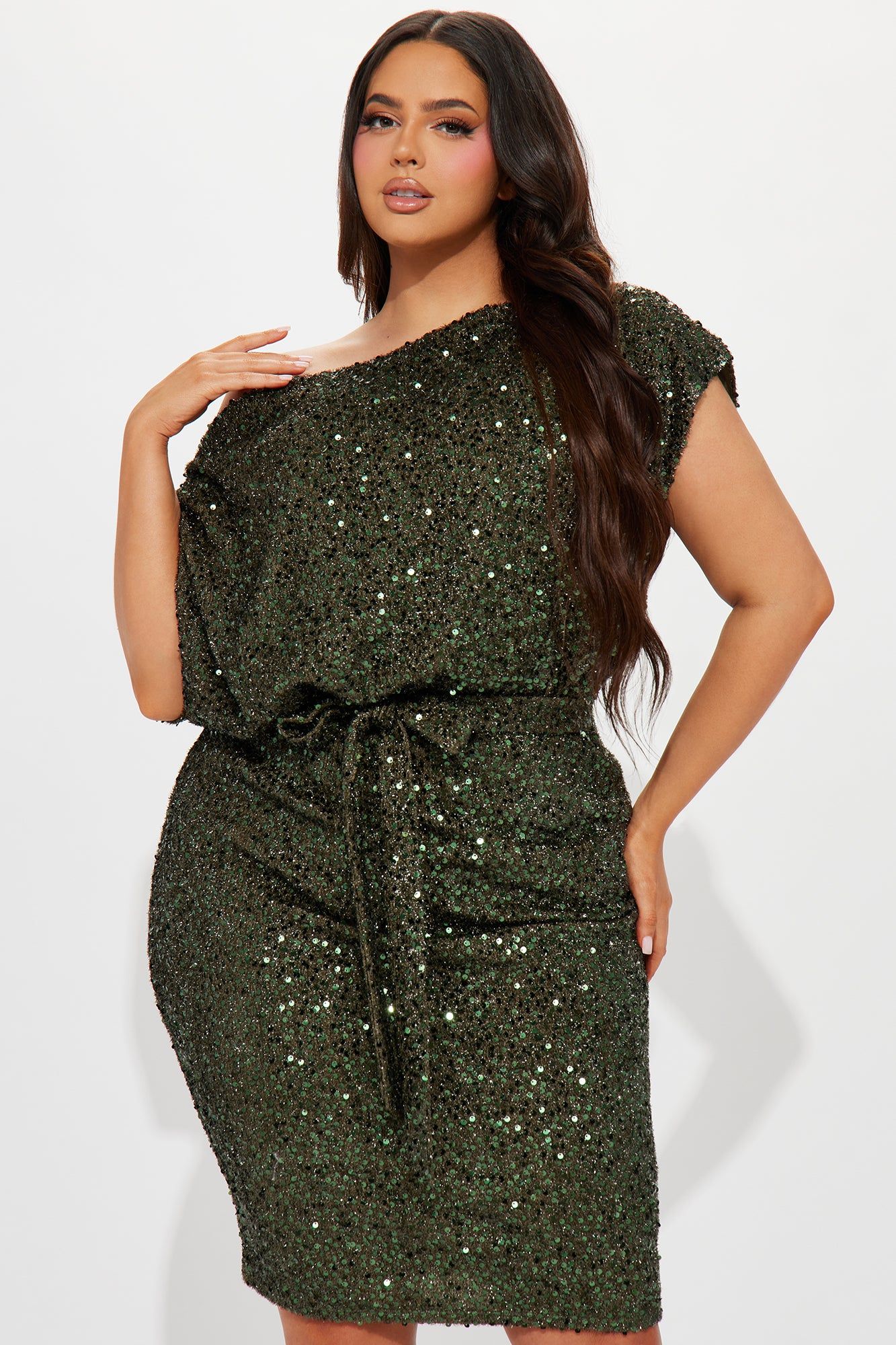 Melissa Sequin Midi Dress - Olive sold by Fashion Nova product image thumbnail 5