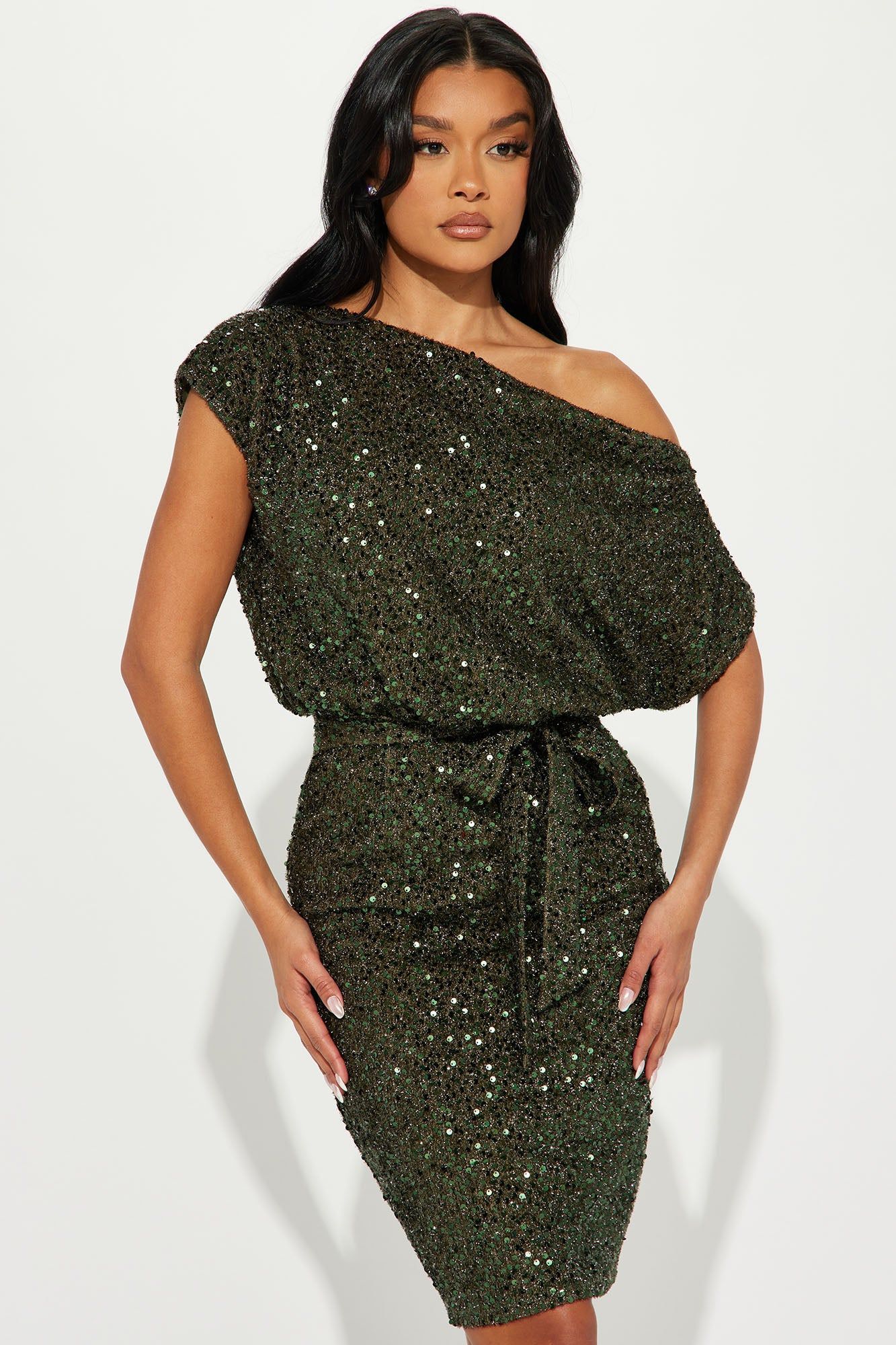 Melissa Sequin Midi Dress - Olive sold by Fashion Nova product image thumbnail 2