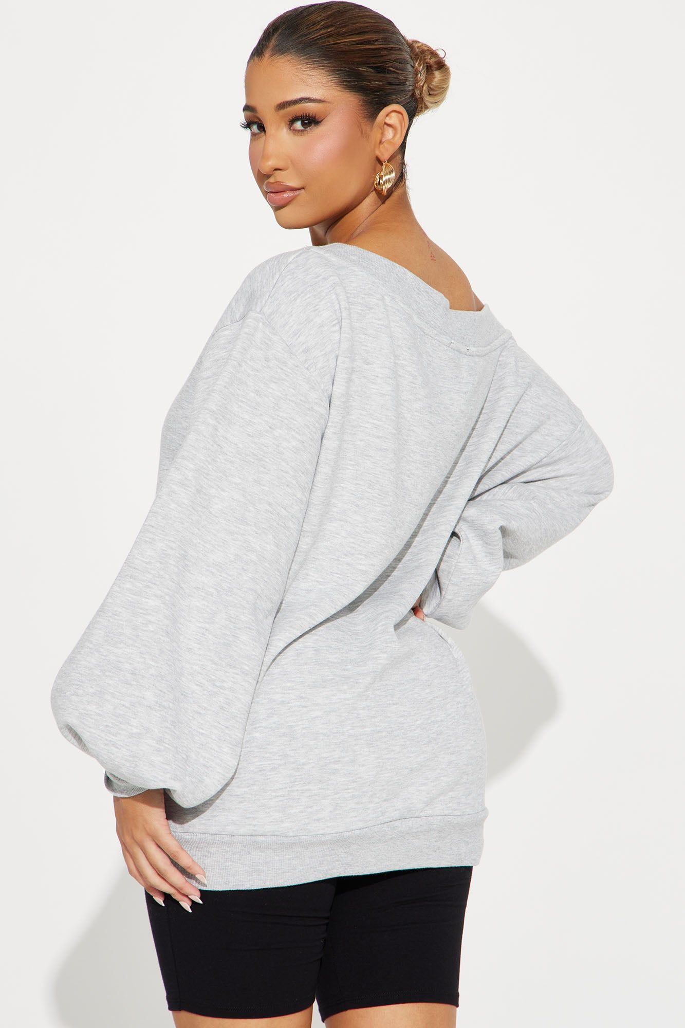 Vera Off Shoulder Oversized Sweatshirt - Heather Grey sold by Fashion Nova product image thumbnail 3