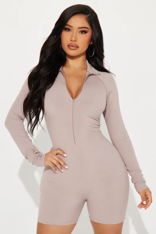 Bethany Snatched Romper - Sand sold by Fashion Nova