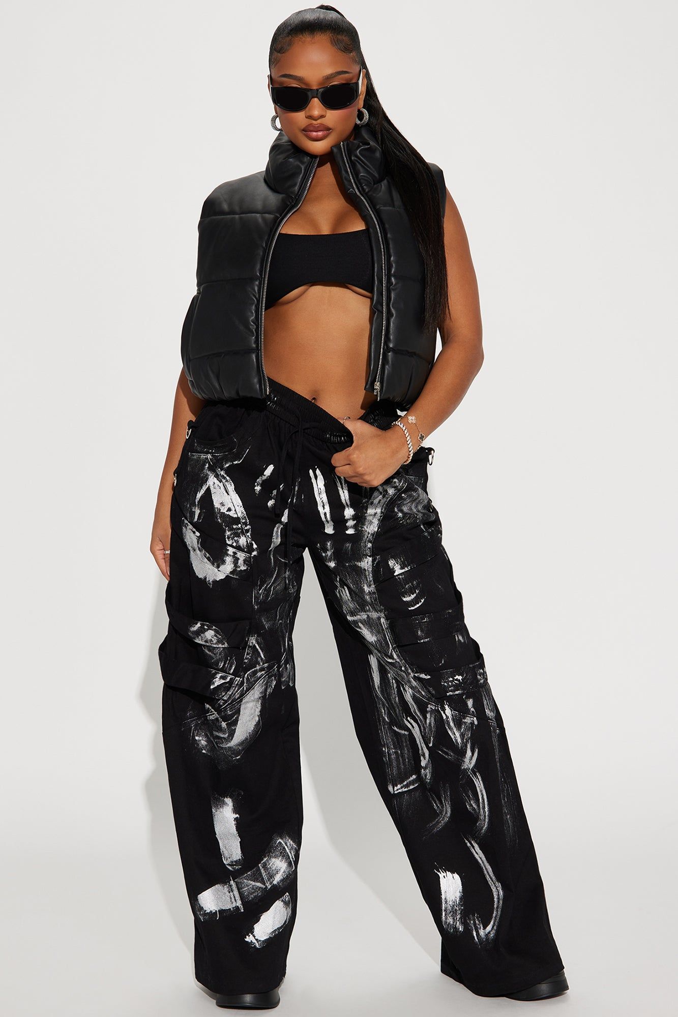 Metro Luv Metallic Foil Pant - Black/combo sold by Fashion Nova