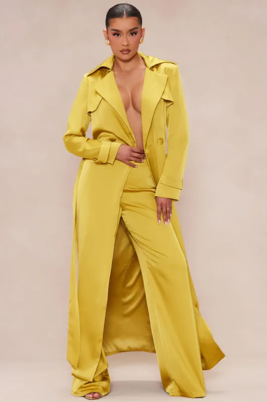 Gabriella Satin Pant Set - Chartreuse sold by Fashion Nova