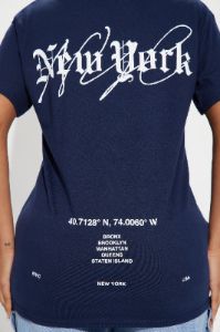 New York Script Tee - Navy sold by Fashion Nova