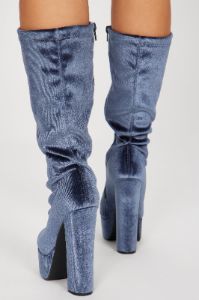 Fun Nights Knee High Heeled Boots - Blue sold by Fashion Nova