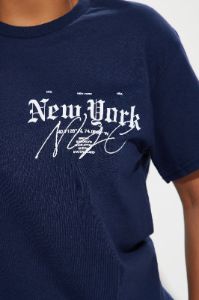 New York Script Tee - Navy sold by Fashion Nova