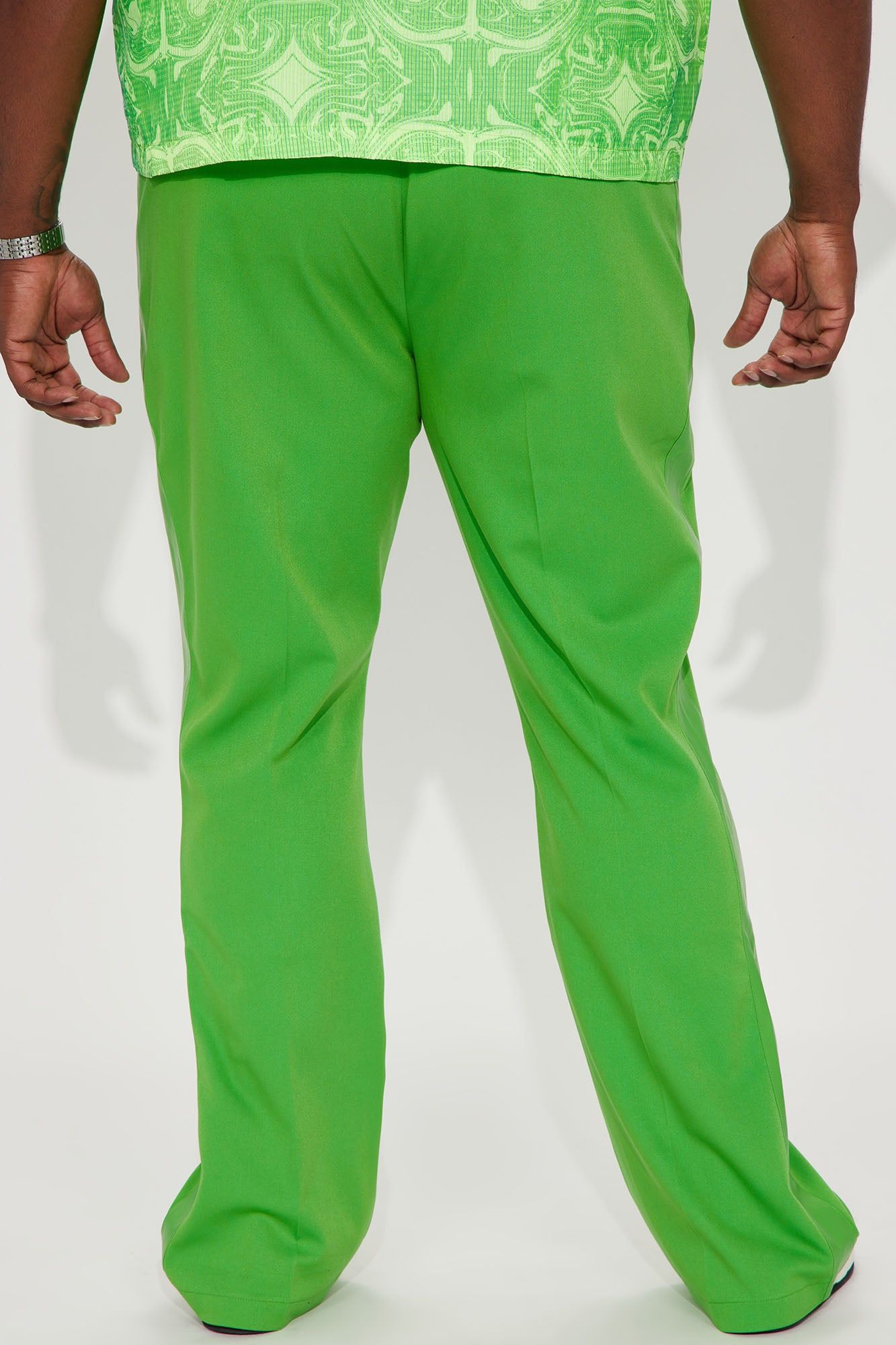 Wynn Side PU Panel Gabardine Trousers - Green sold by Fashion Nova product image thumbnail 7