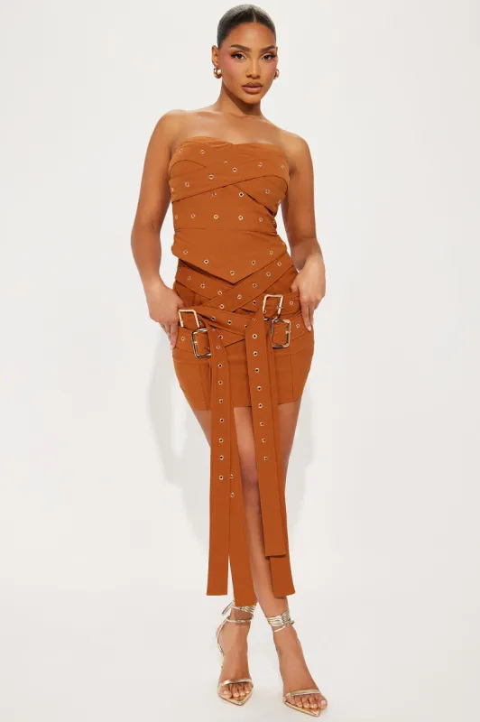 Kiss Of Love Skirt Set - Brown sold by Fashion Nova