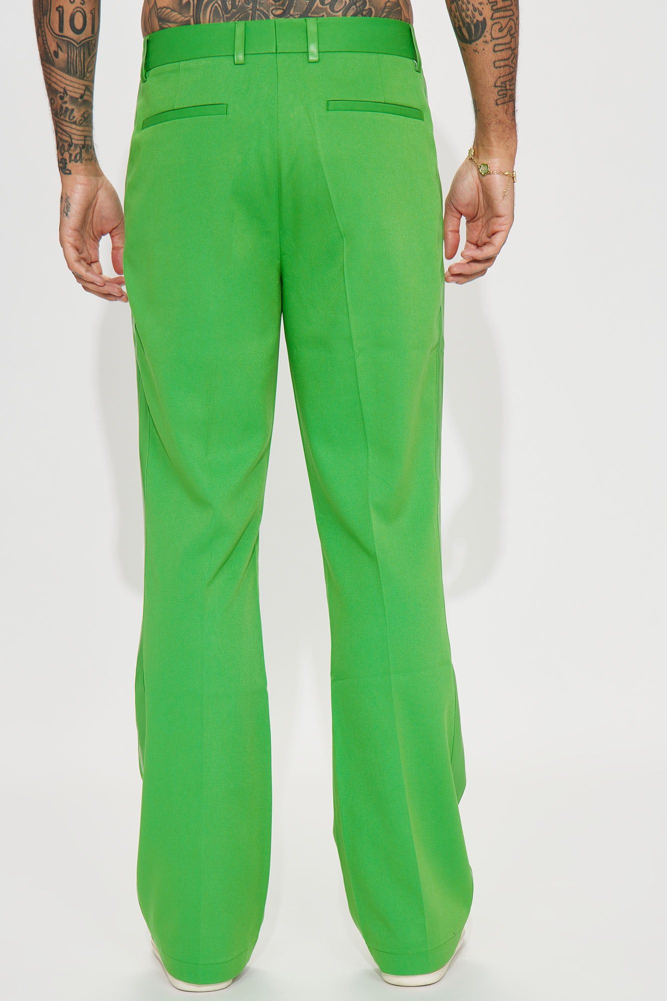 Wynn Side PU Panel Gabardine Trousers - Green sold by Fashion Nova product image thumbnail 5