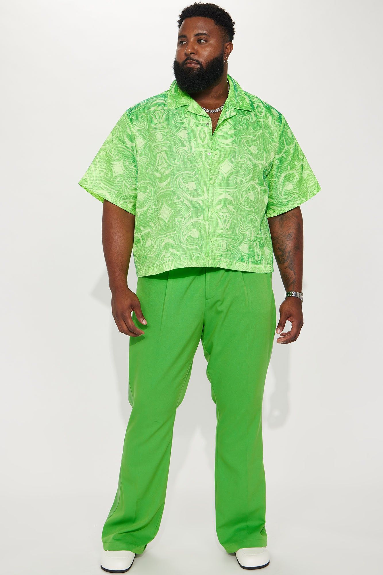 Wynn Side PU Panel Gabardine Trousers - Green sold by Fashion Nova product image thumbnail 6