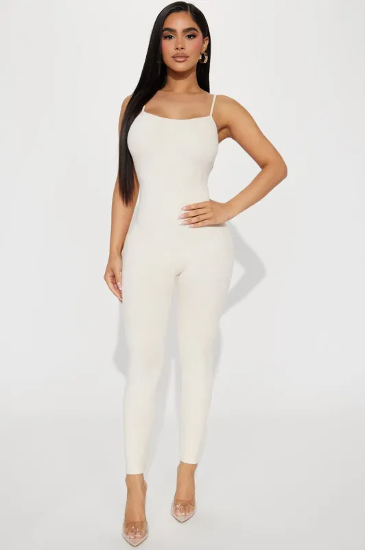 Rayna Terry Cloth Seamless Jumpsuit - Cream sold by Fashion Nova