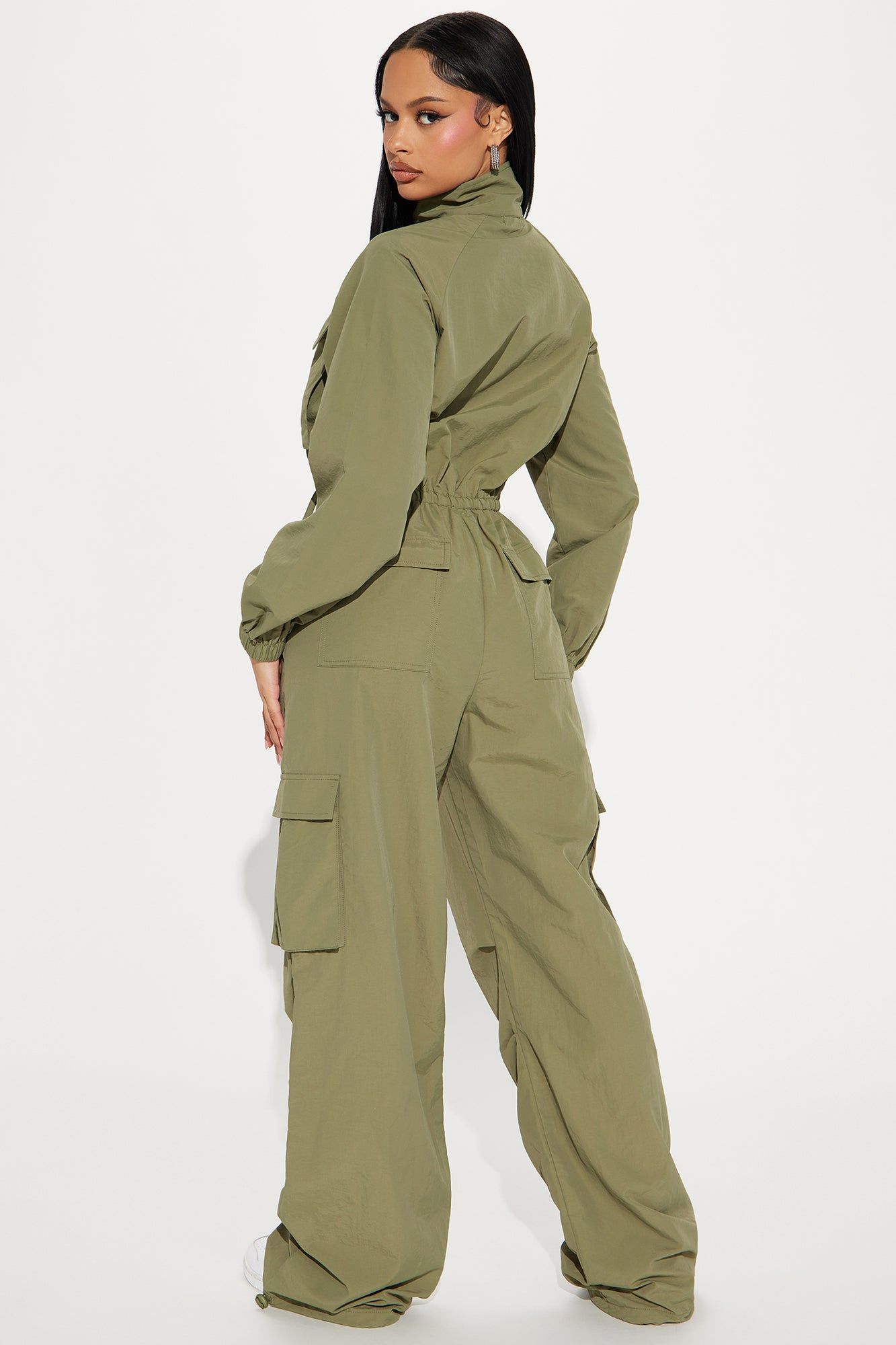 Don't Mention It Windbreaker Jumpsuit - Olive sold by Fashion Nova product image thumbnail 3