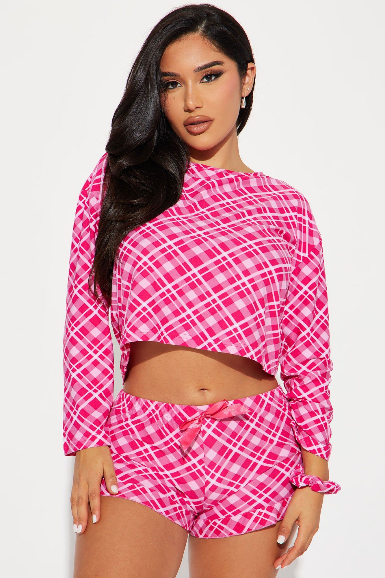 Today's Fit 3 Piece PJ Short Set - Hot Pink/combo sold by Fashion Nova