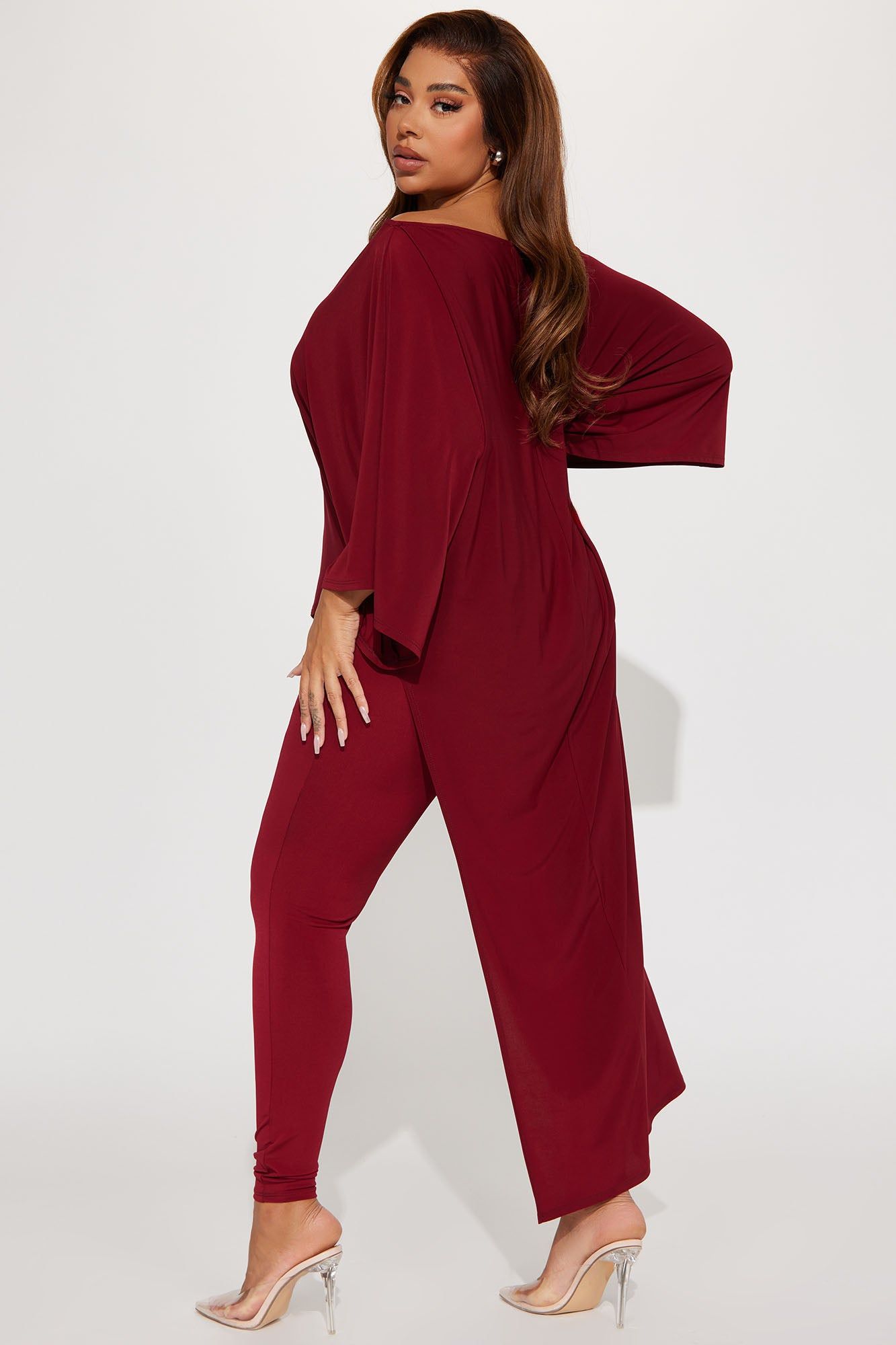 Beverly Off Shoulder Legging Set - Burgundy sold by Fashion Nova product image thumbnail 6