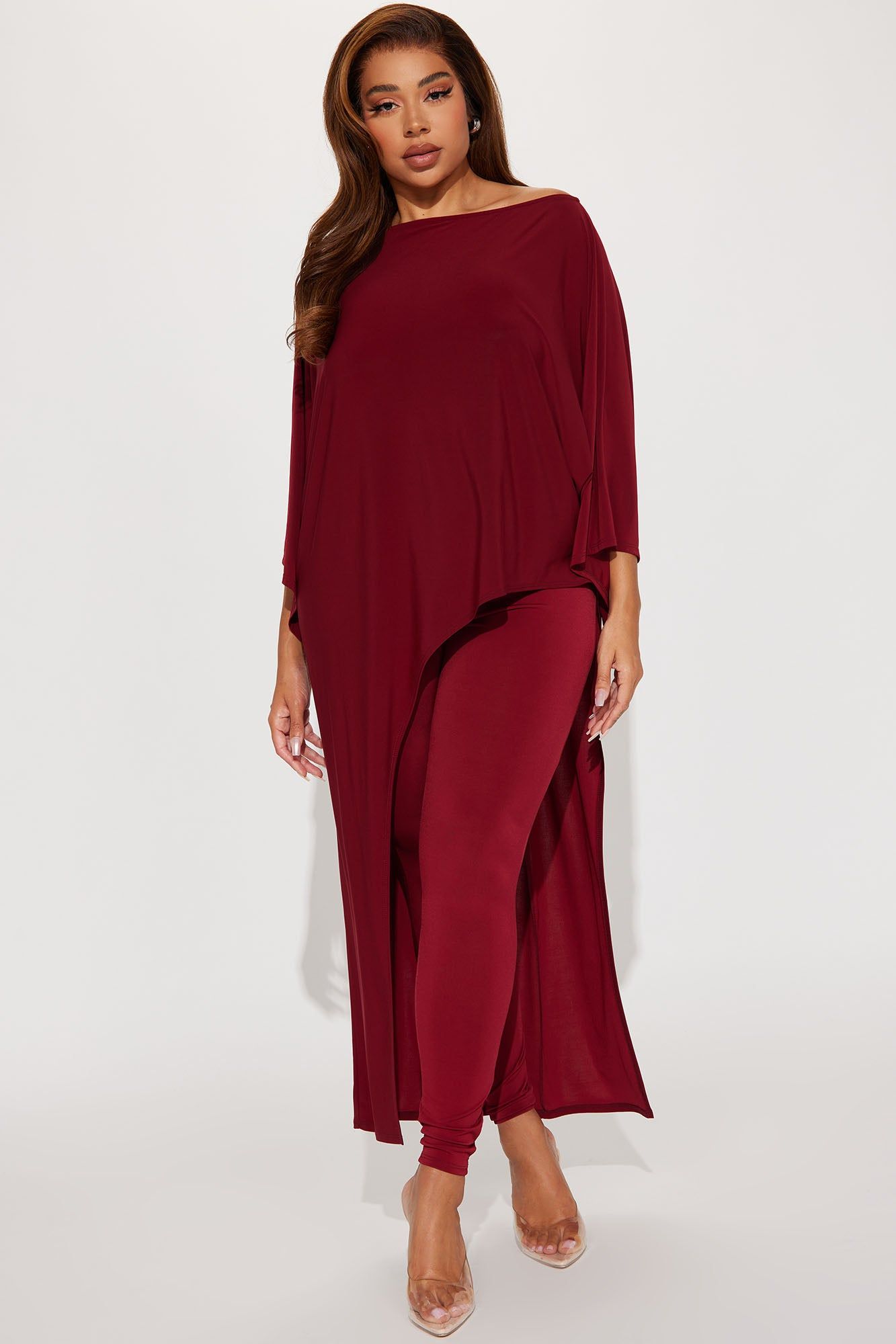 Beverly Off Shoulder Legging Set - Burgundy sold by Fashion Nova product image thumbnail 4