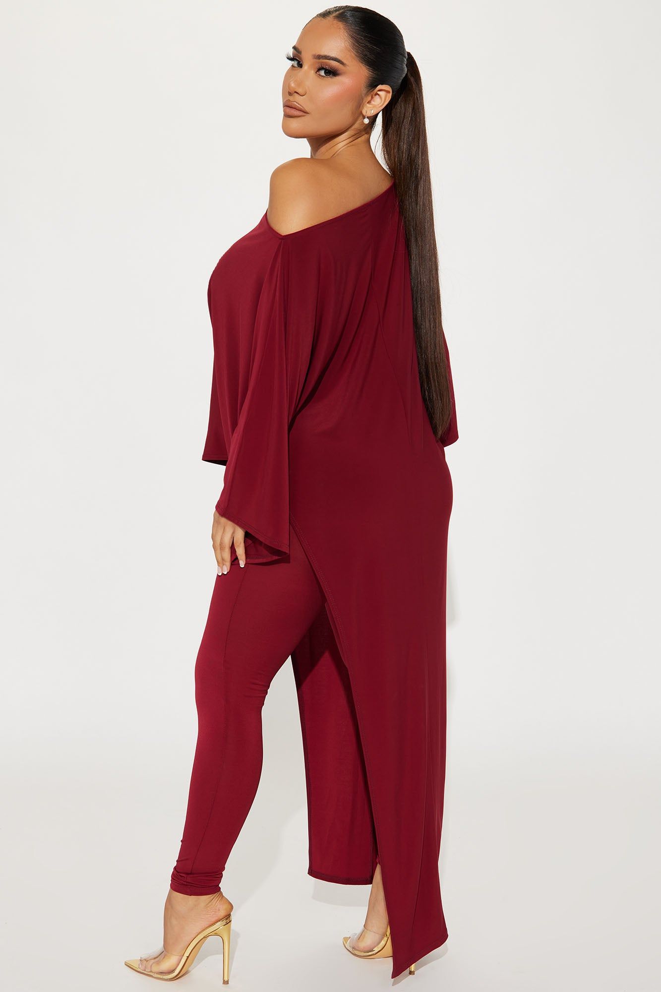 Beverly Off Shoulder Legging Set - Burgundy sold by Fashion Nova product image thumbnail 3