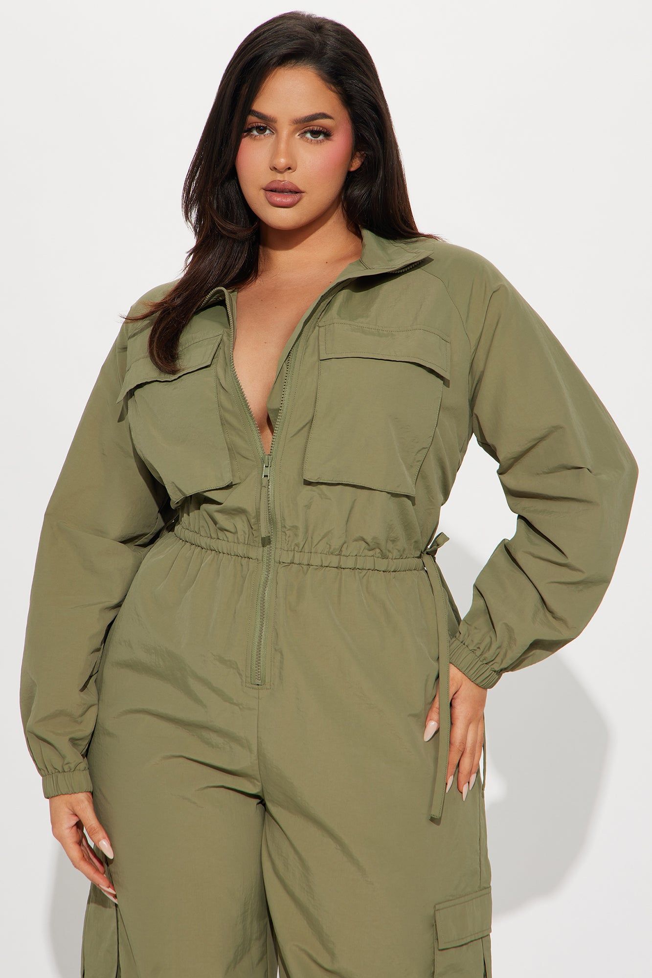 Don't Mention It Windbreaker Jumpsuit - Olive sold by Fashion Nova product image thumbnail 5