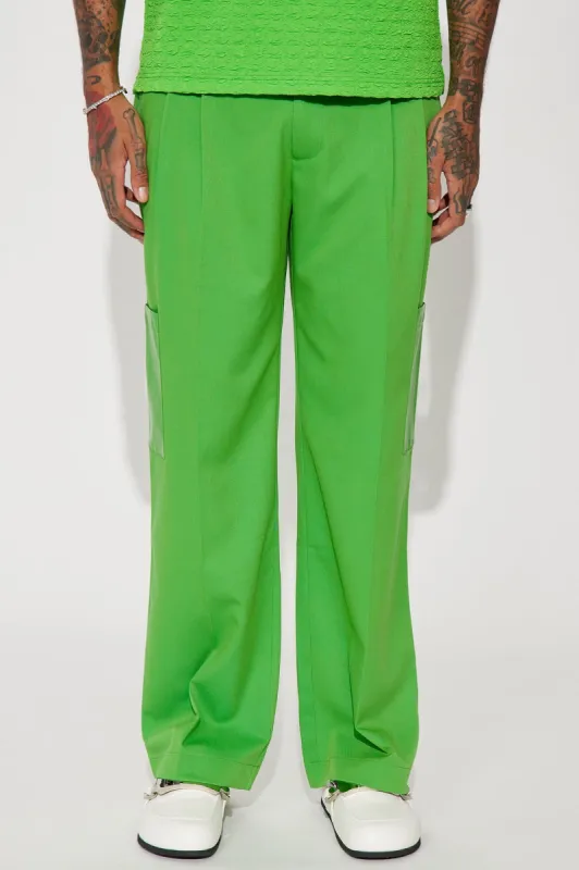 Rodeo PU Pocket Gabardine Trousers - Green sold by Fashion Nova