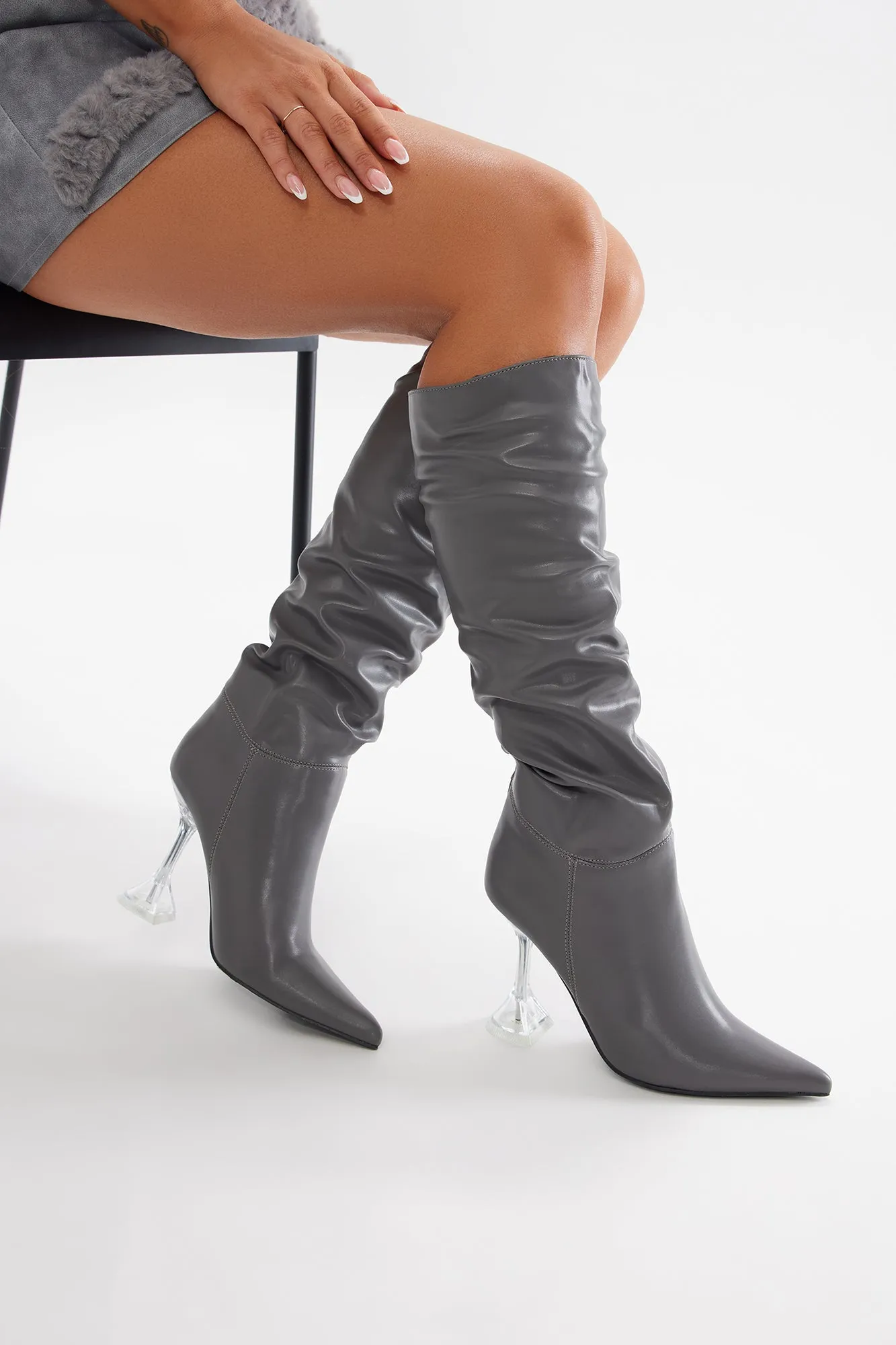 Cyrus Knee High Boots - Grey sold by Fashion Nova product image thumbnail 2