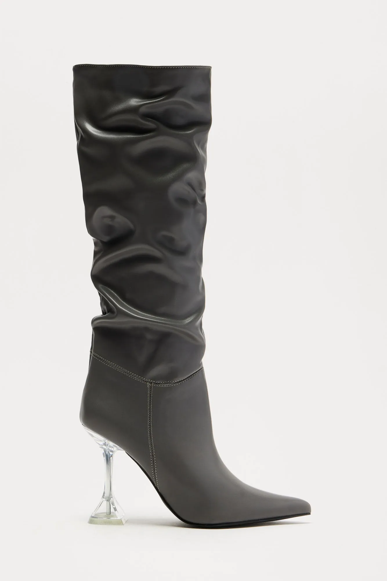 Cyrus Knee High Boots - Grey sold by Fashion Nova